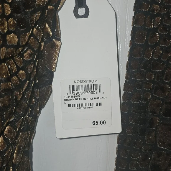 Nordstrom’s Leith brand Beautiful Brown burn out  body con dress size Large - Picture 5 of 5